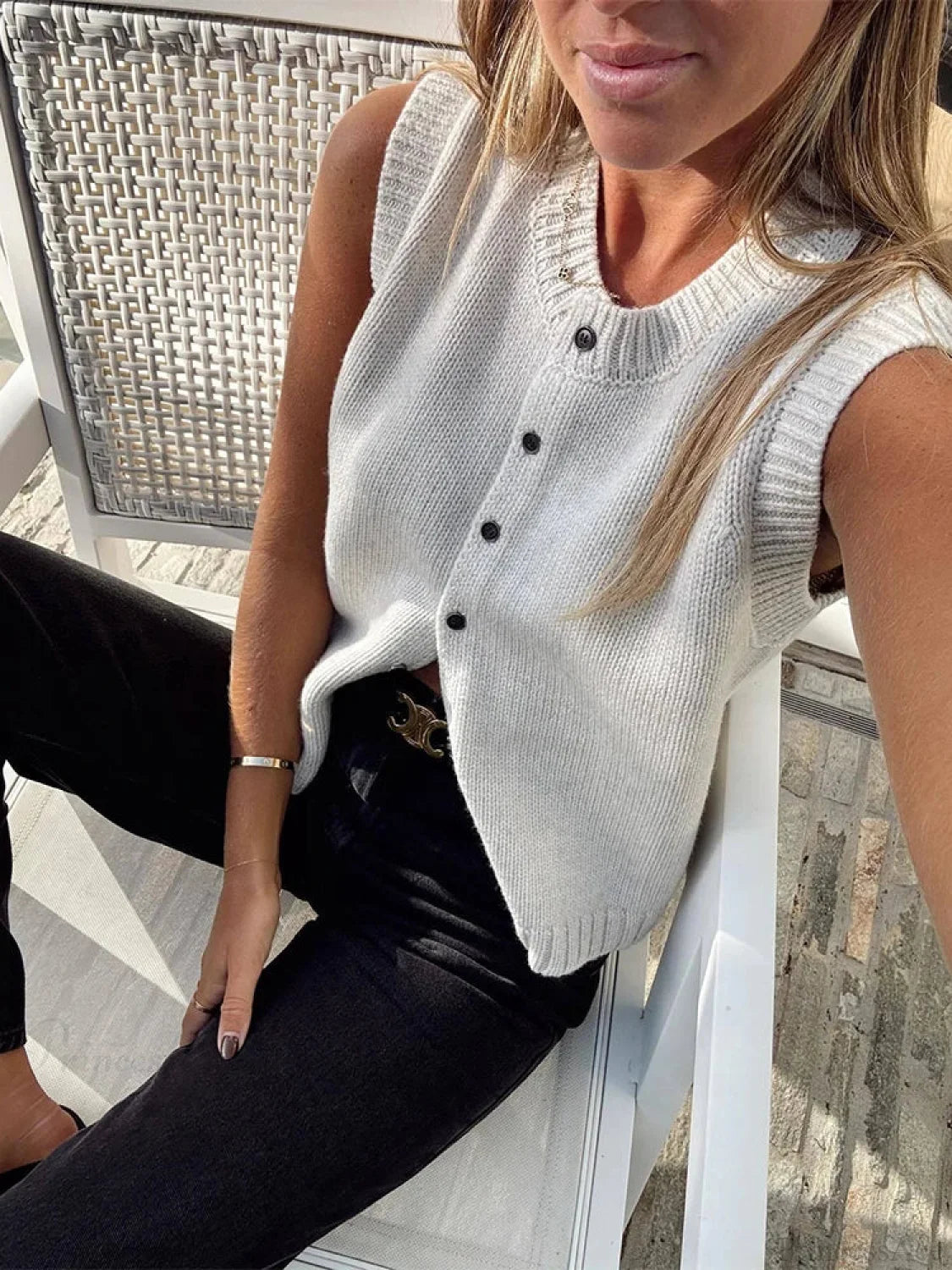 Casual Knit Tank Top Cardigan