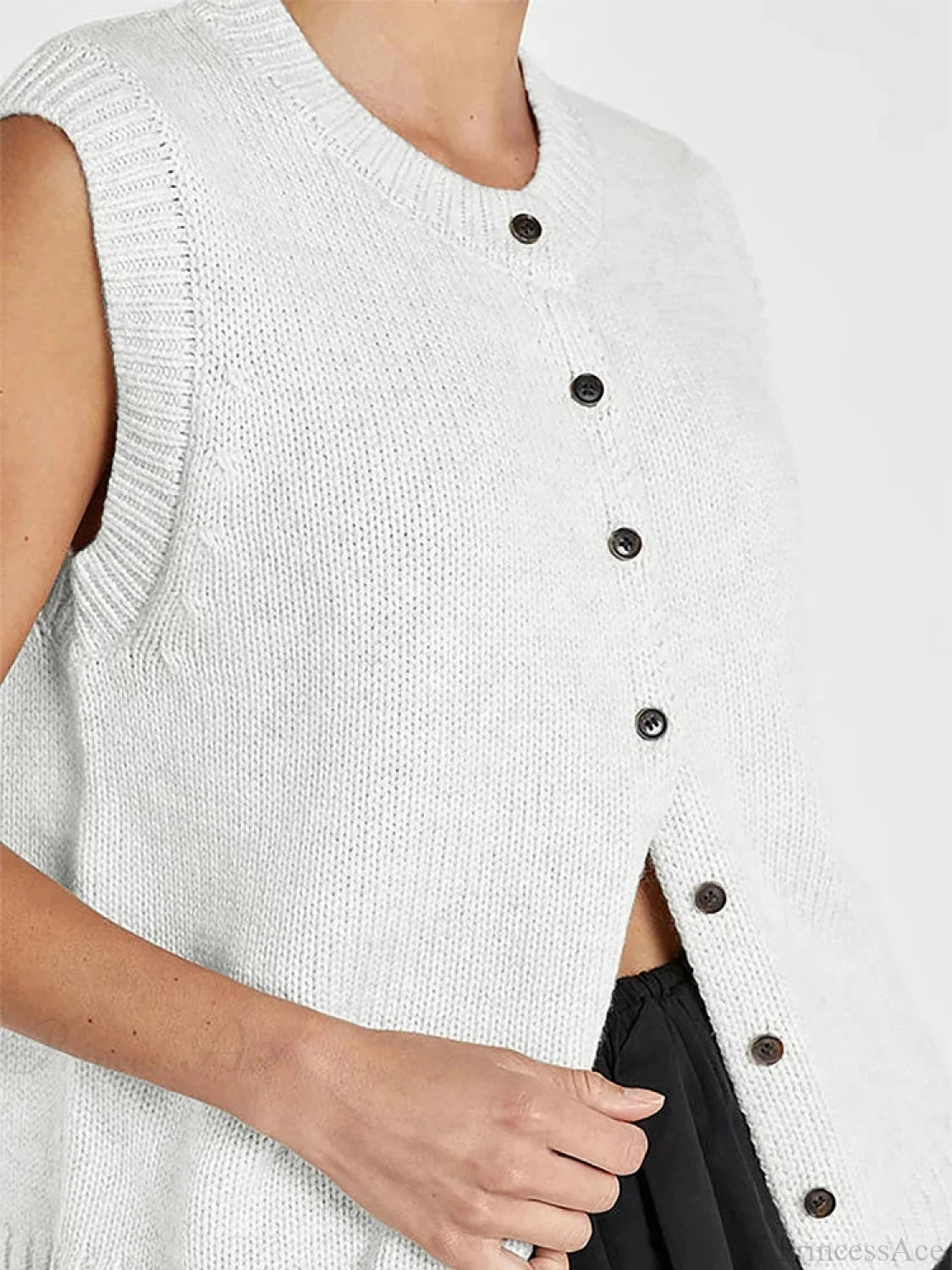 Casual Knit Tank Top Cardigan White / S