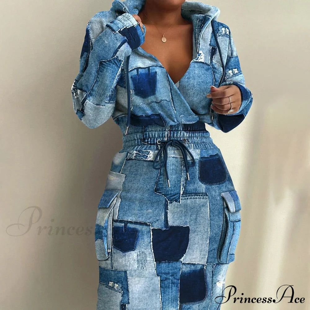 Women's Casual Long Sleeve Sweatshirt Dress Blue __stock:200 casual dresses clothes dresses refund_fee:1200