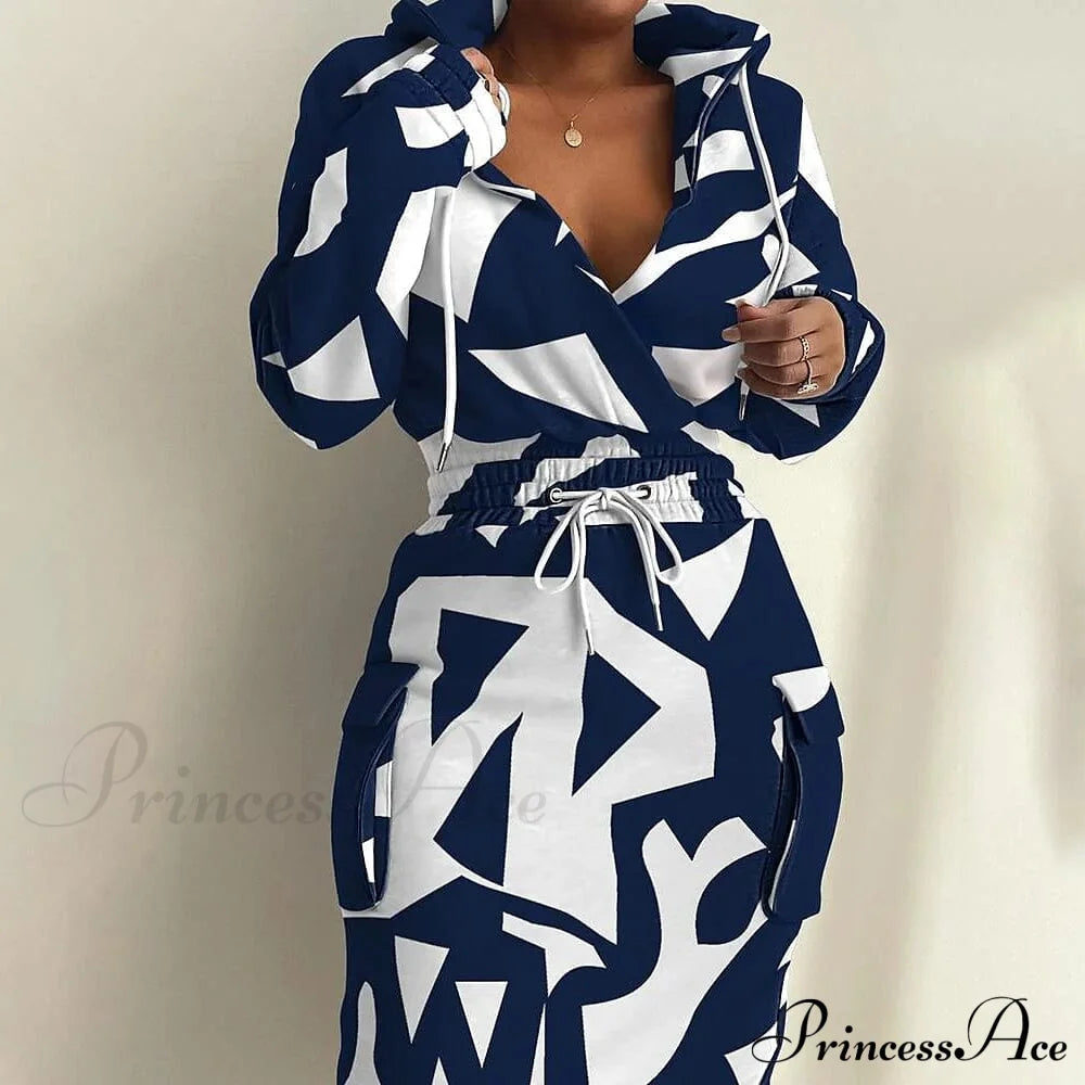 Women's Casual Long Sleeve Sweatshirt Dress Dark Blue __stock:200 casual dresses clothes dresses refund_fee:1200