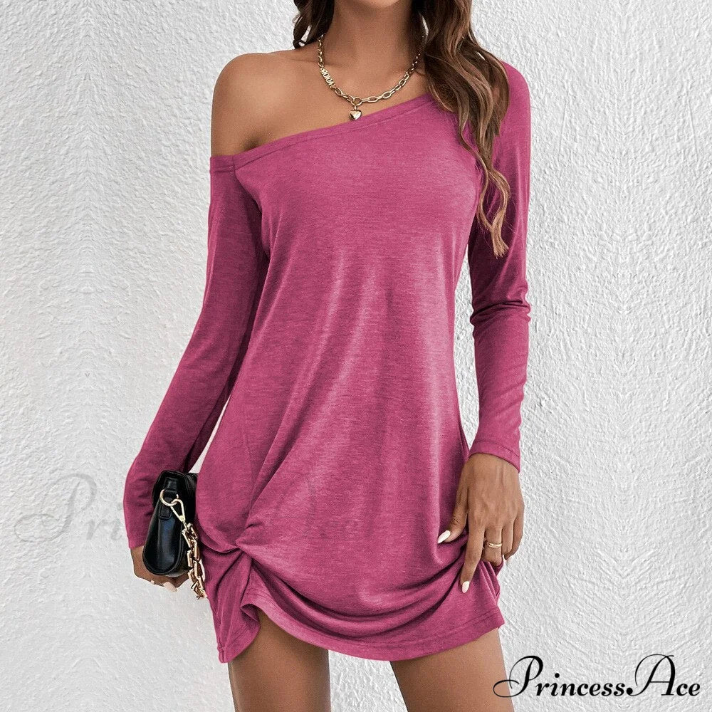 Casual Loose European Women’s Warm-Season 2024 American Arm Solid Long T-Shirt Dress
