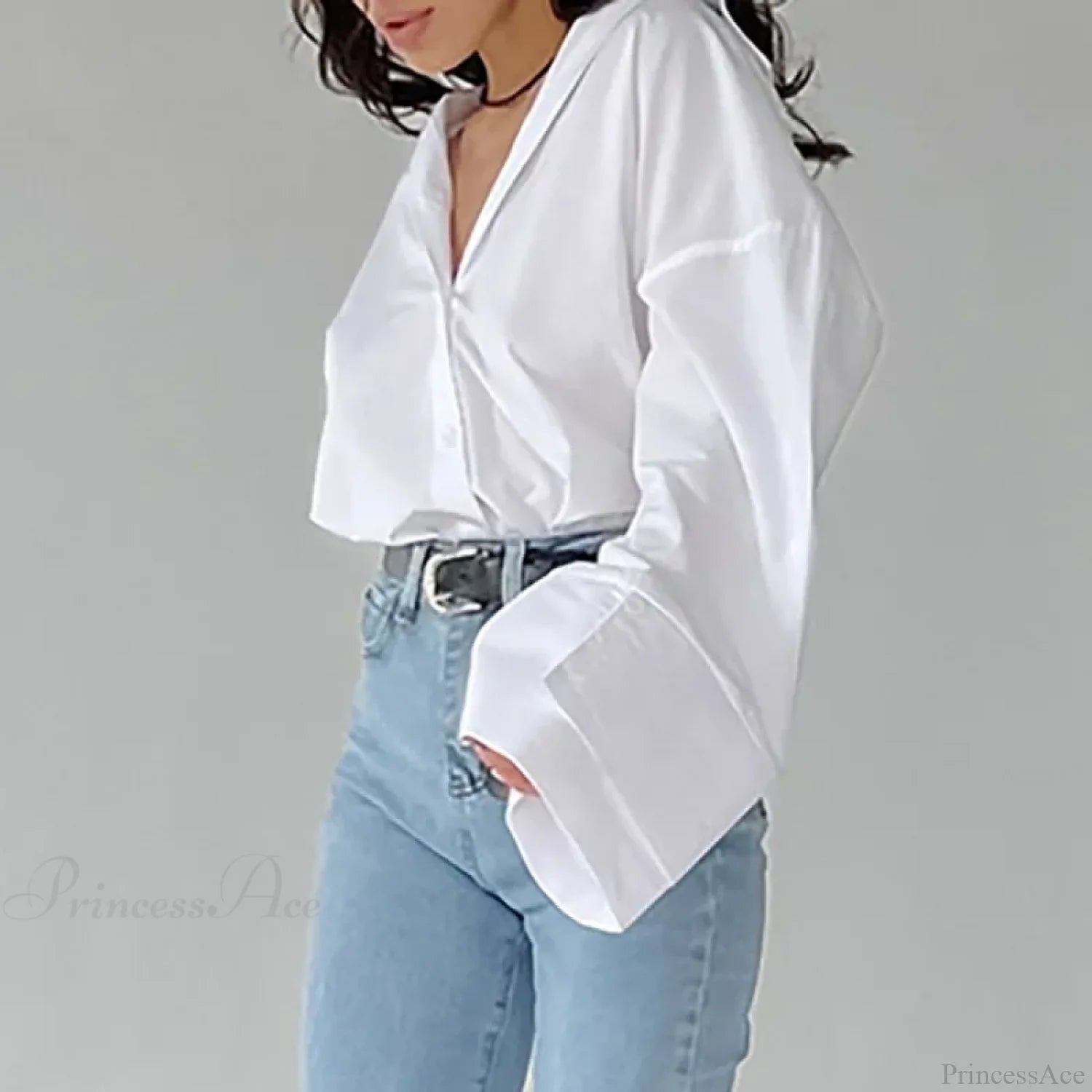 Casual Loose White Shirt Autumn Blouse blouse-250126