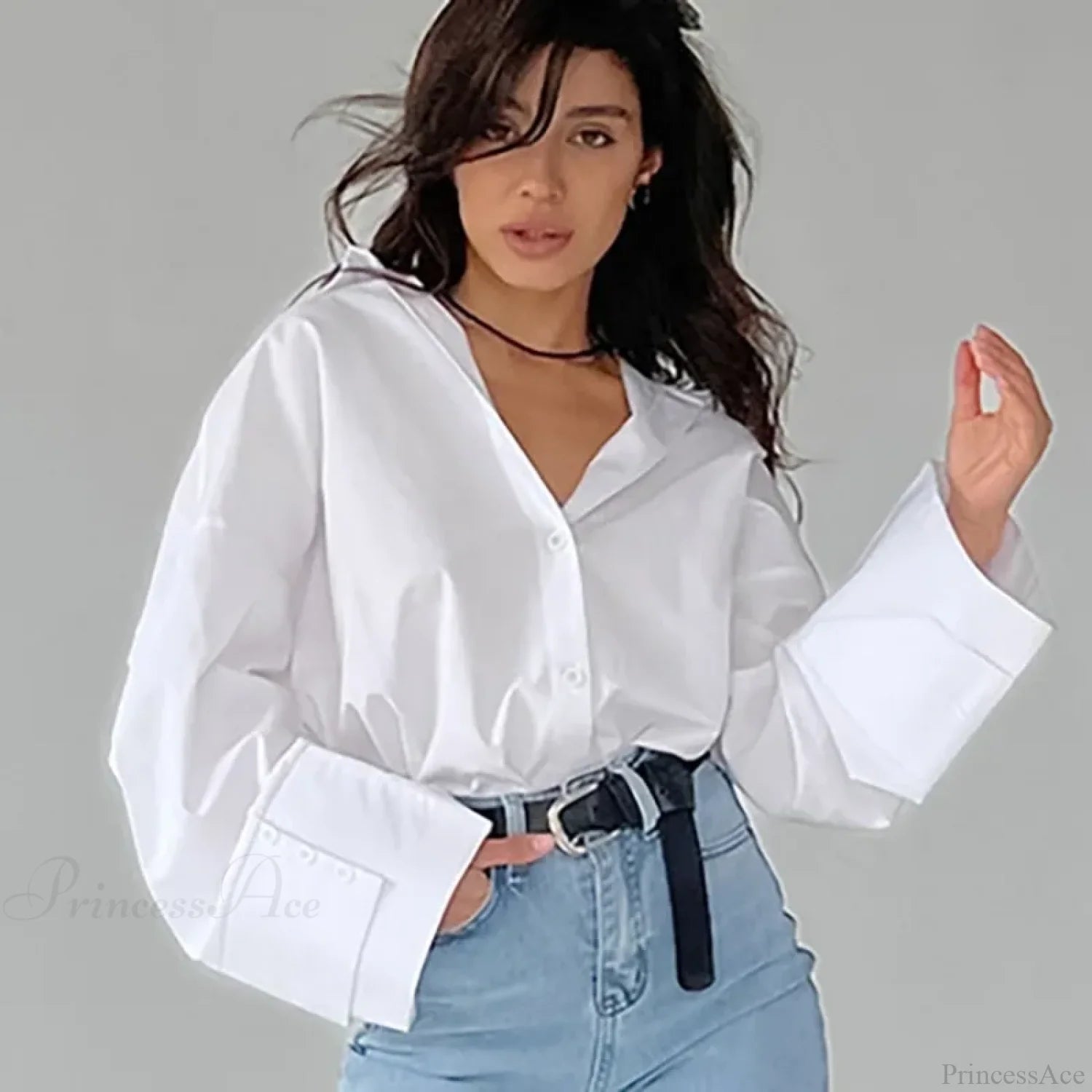 Casual Loose White Shirt Autumn Blouse blouse-250126