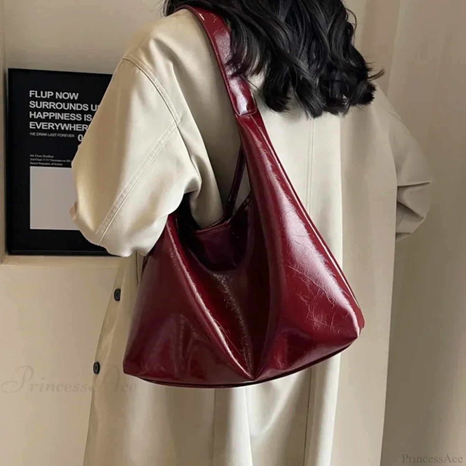 Casual Nylon Crossbody Shoulder Bag Burgundy shoulder-250126