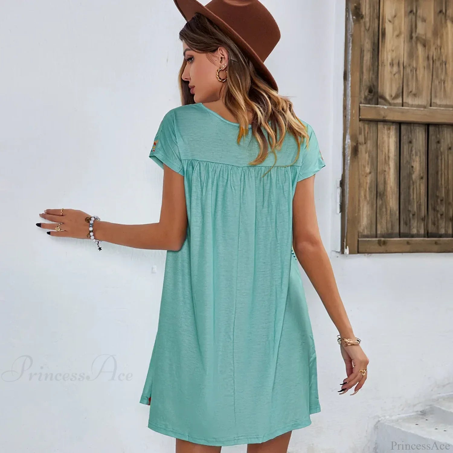 Casual O-neck Cotton Boho Dress bohodress-250126