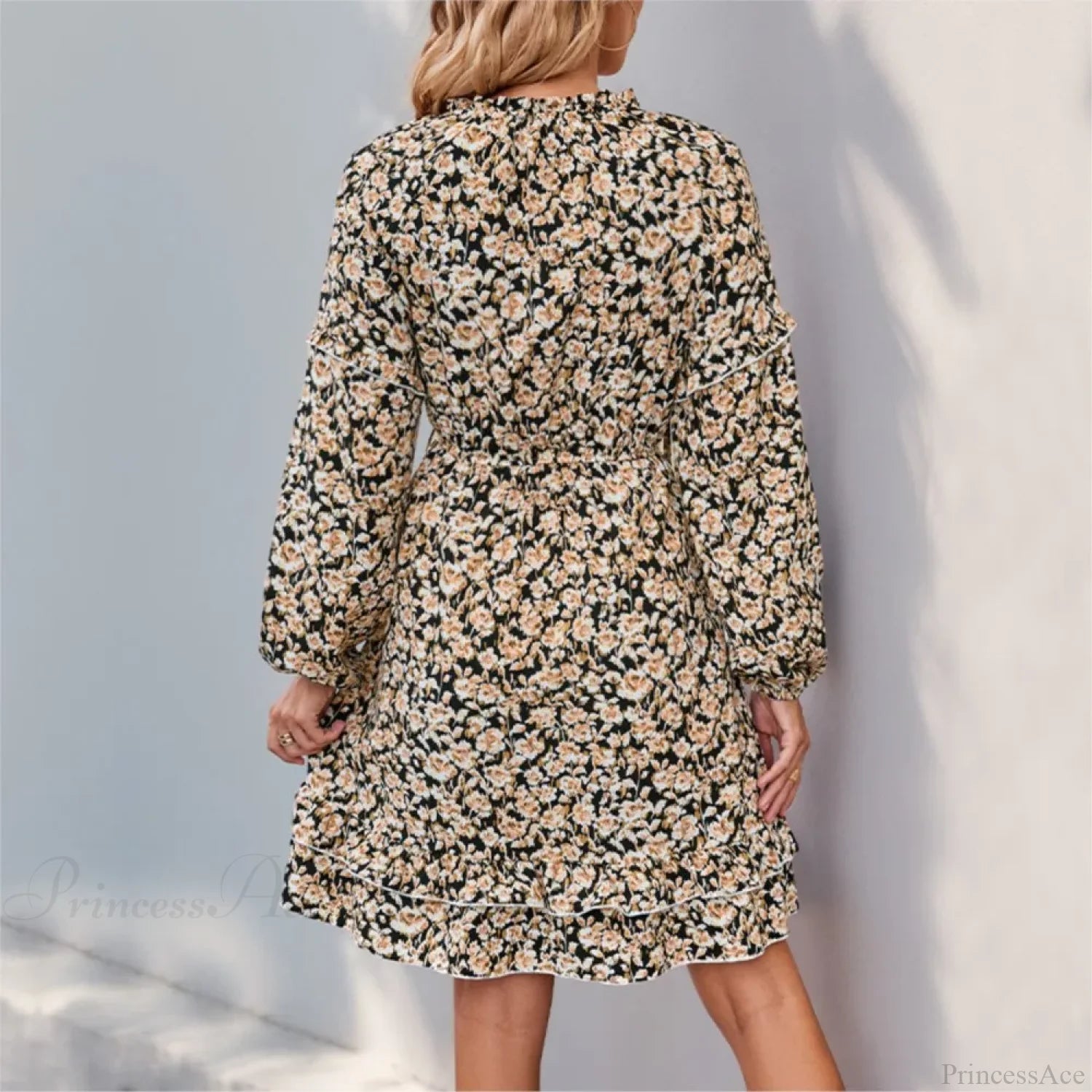 Casual Printed Long Sleeve Floral Dress oldfloraldress-250126