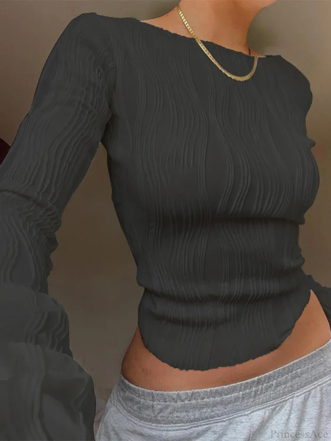 Casual Ruched Long Sleeve T-shirt Sweater