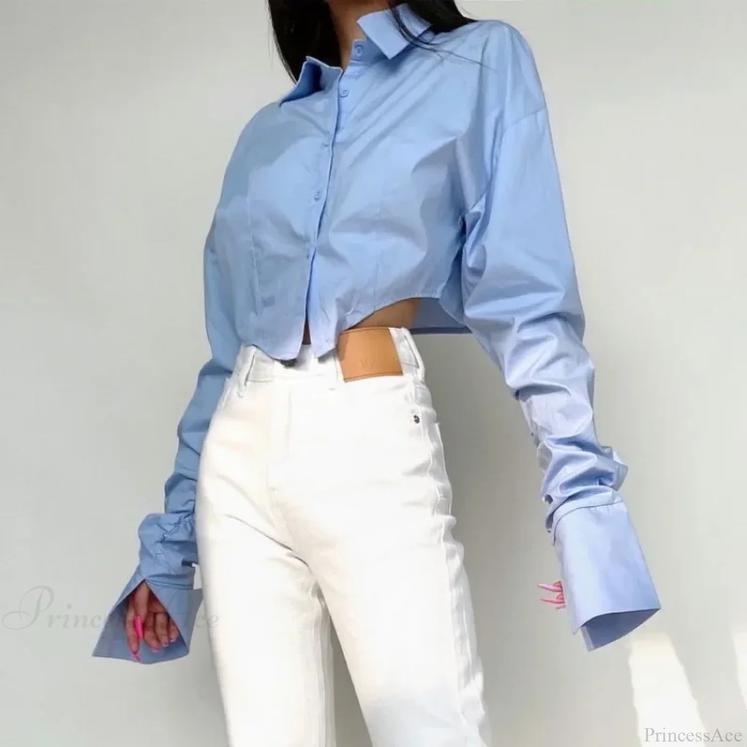 Casual Single Breasted Turn Down Collar Short Sleeve Blouse blouse-250126