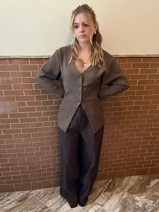 Casual Solid Slim Zipper Cardigan Blue / S