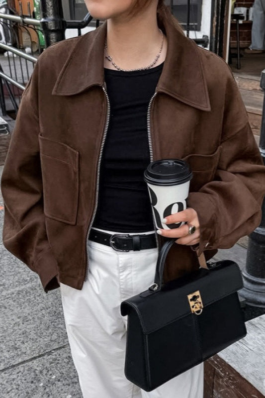 Brown Suede Oversized Vintage Jacket S / Brown