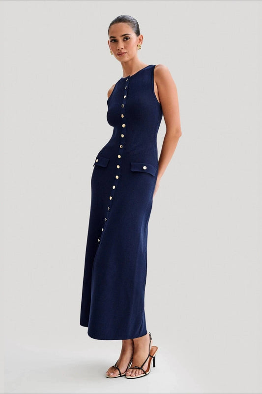 Ärmelloses Strickkleid mit Rundhalsausschnitt