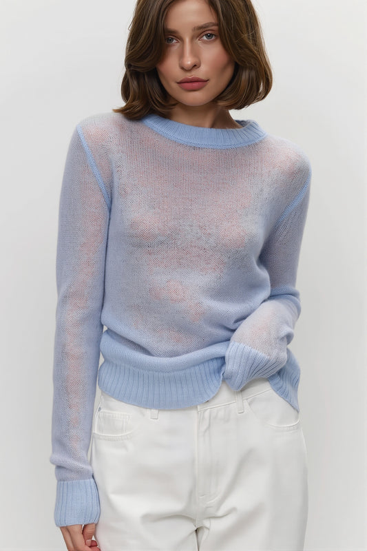 Lightweight Sheer Crew Neck Sweater