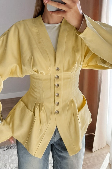 Pleated Waist Peplum Jacket
