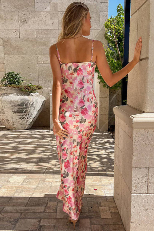 Schmale Spaghettiträger-Kleid mit Blumenmuster