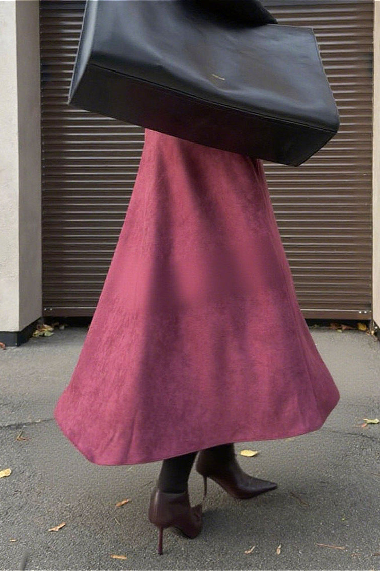 A-Line Maxi Suede Skirt