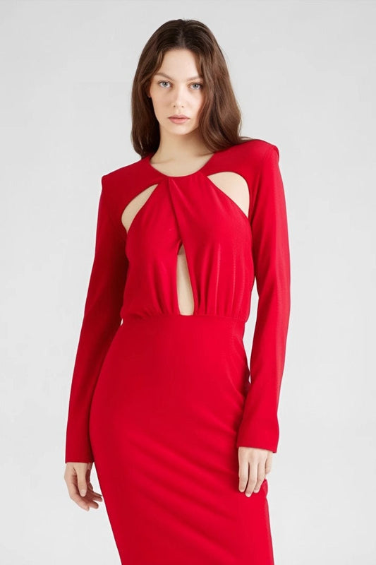 Figurbetontes, elegantes Strickkleid mit langen Ärmeln fürs Büro