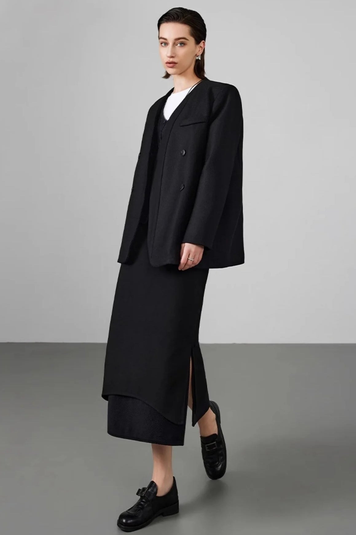 Double Breasted Wool Blend Blazer