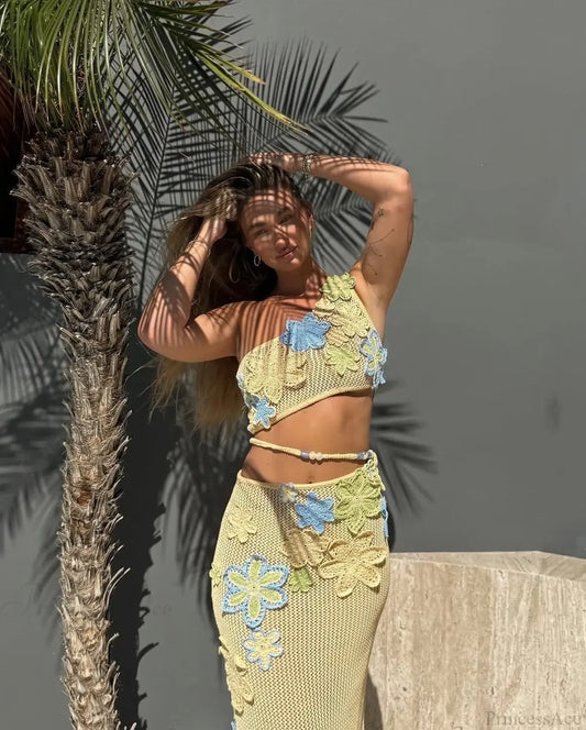 Chain Brazilian Push Up Bikini Set yellow2 / S