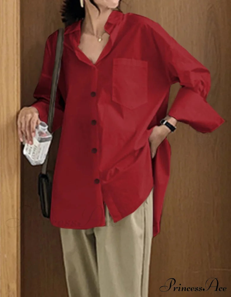 Cheryl Asymmetrical Top Red / S Tops & Blouses