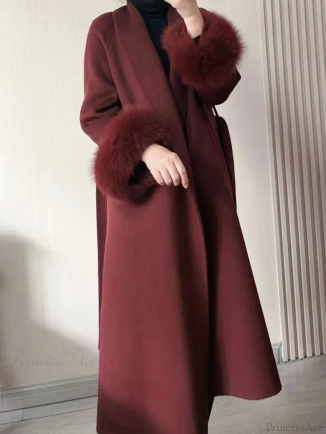 Chic Brown Woolen Tops Overcoat