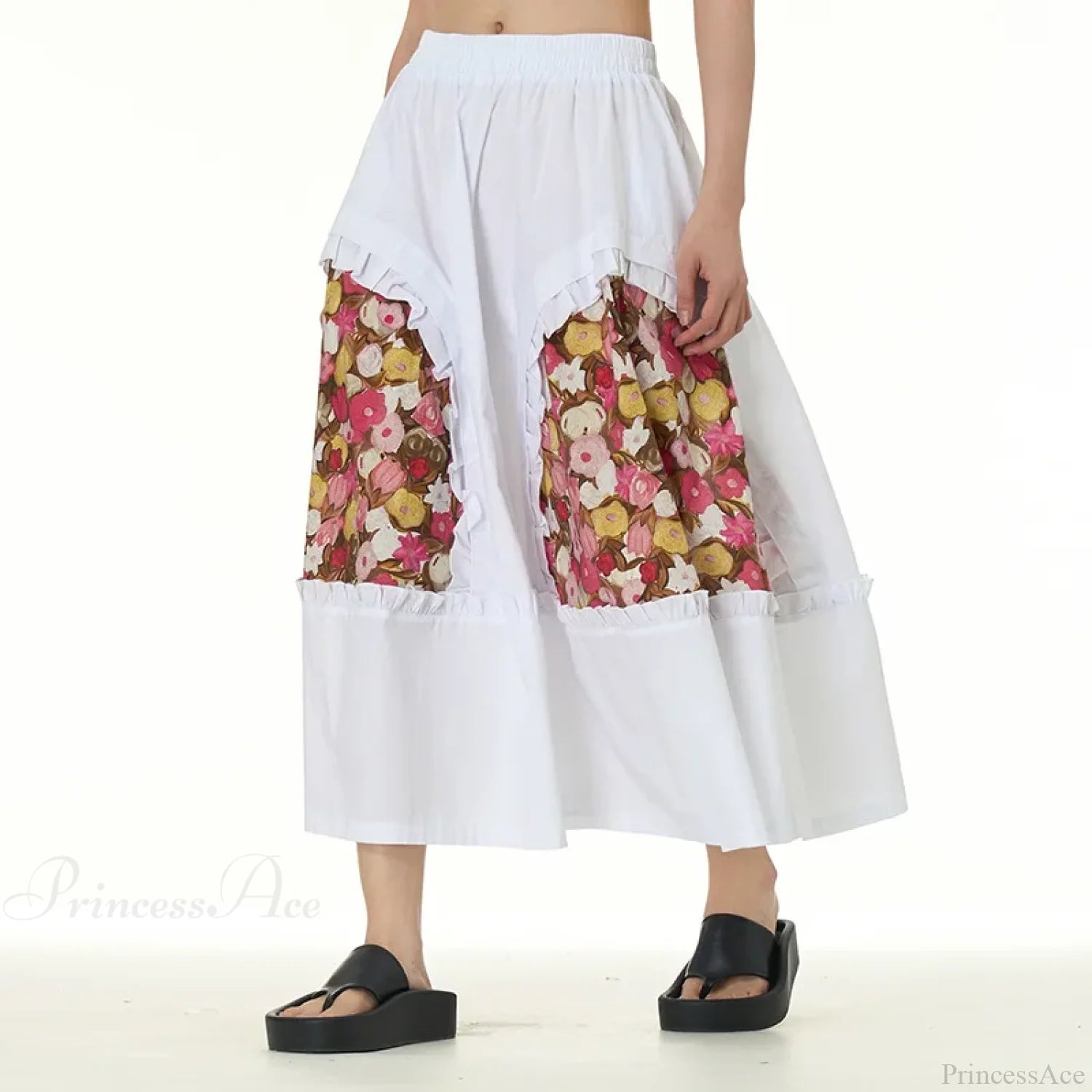Chic Skirts All Matched Cotton Romantic Maxi High Waist Ruffled White / One Size