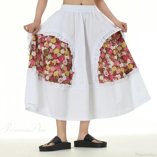 Chic Skirts All Matched Cotton Romantic Maxi High Waist Ruffled White / One Size
