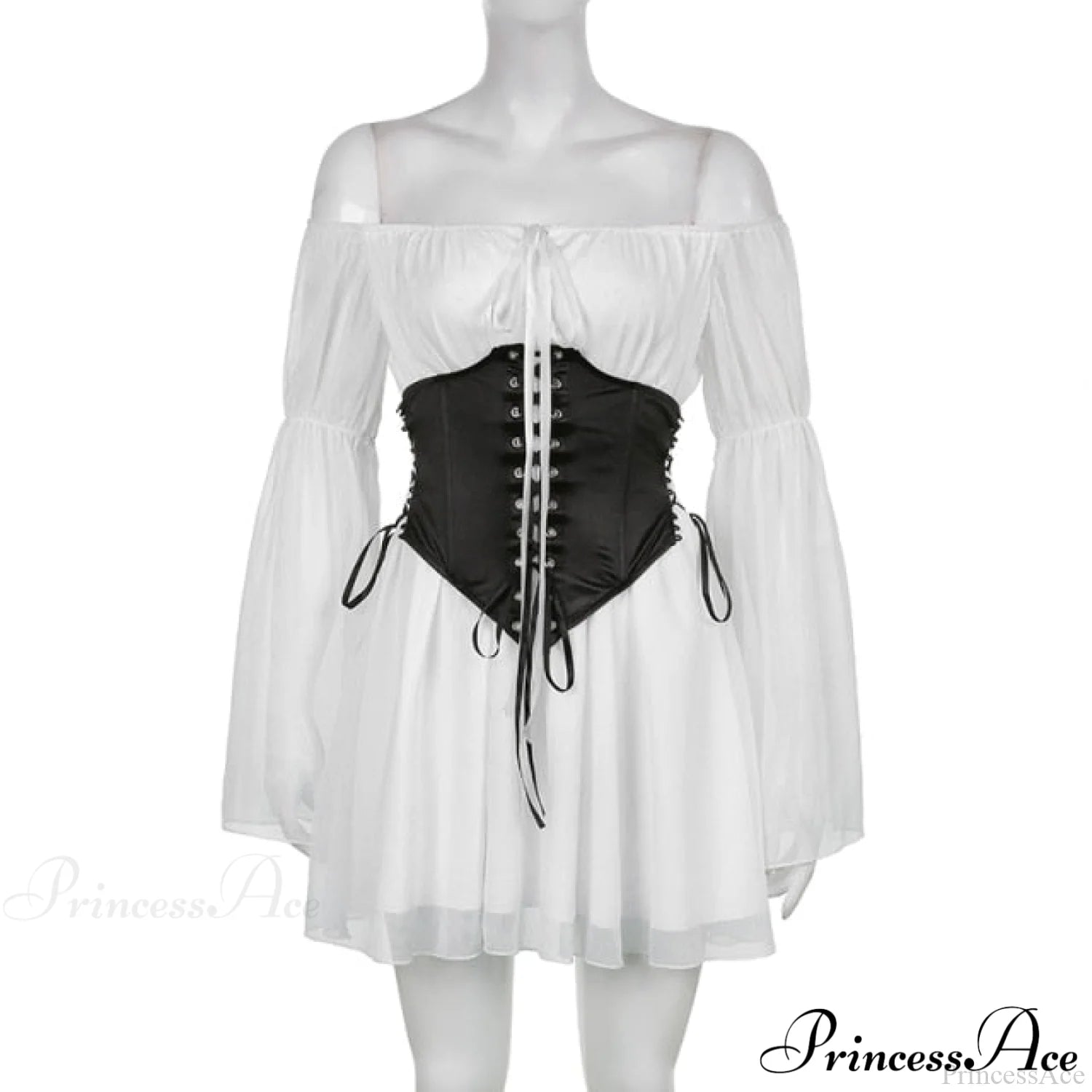 Chiffon Detachable Corset Puff Sleeve Mini Dresses Free From Label
