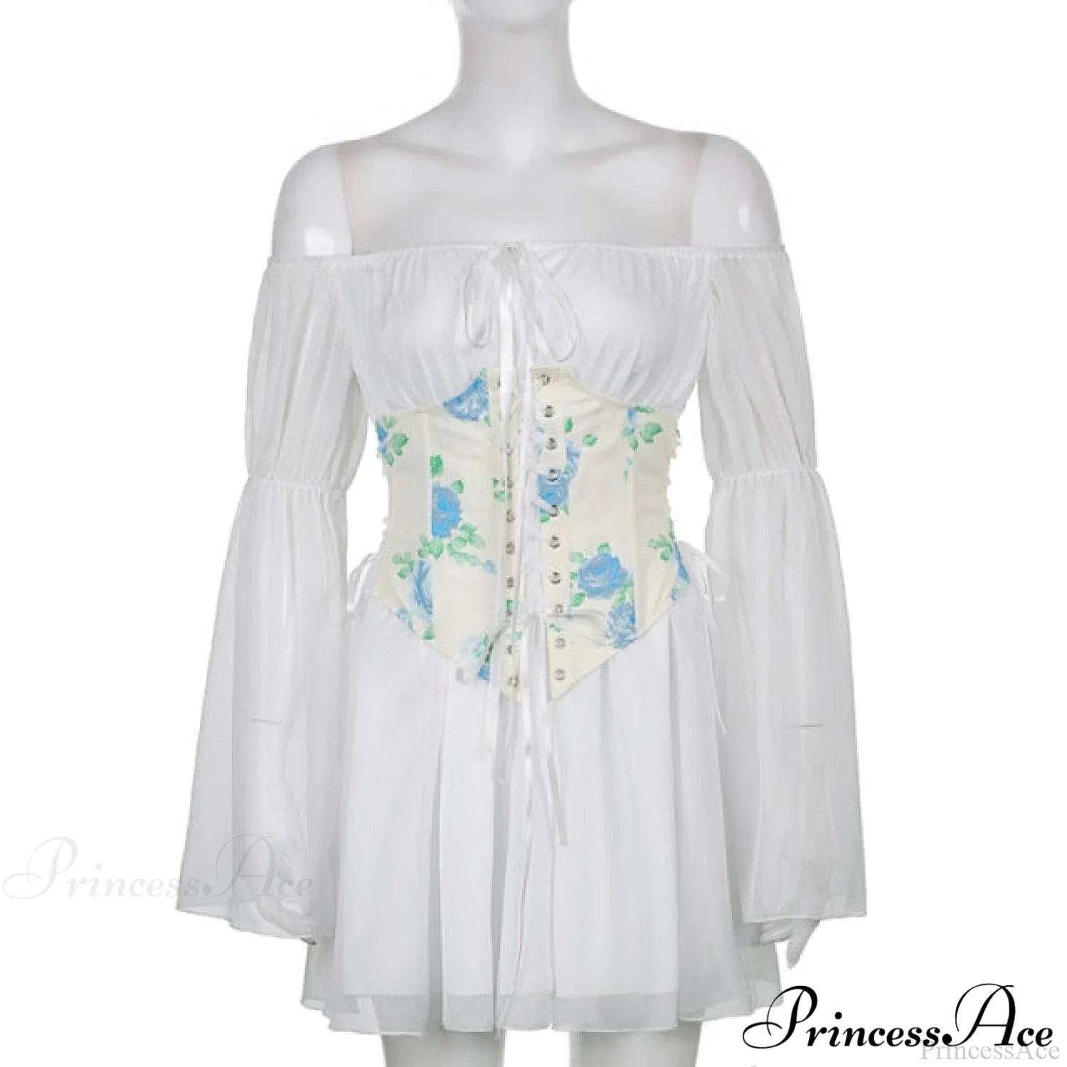 Chiffon Detachable Corset Puff Sleeve Mini Dresses Free From Label