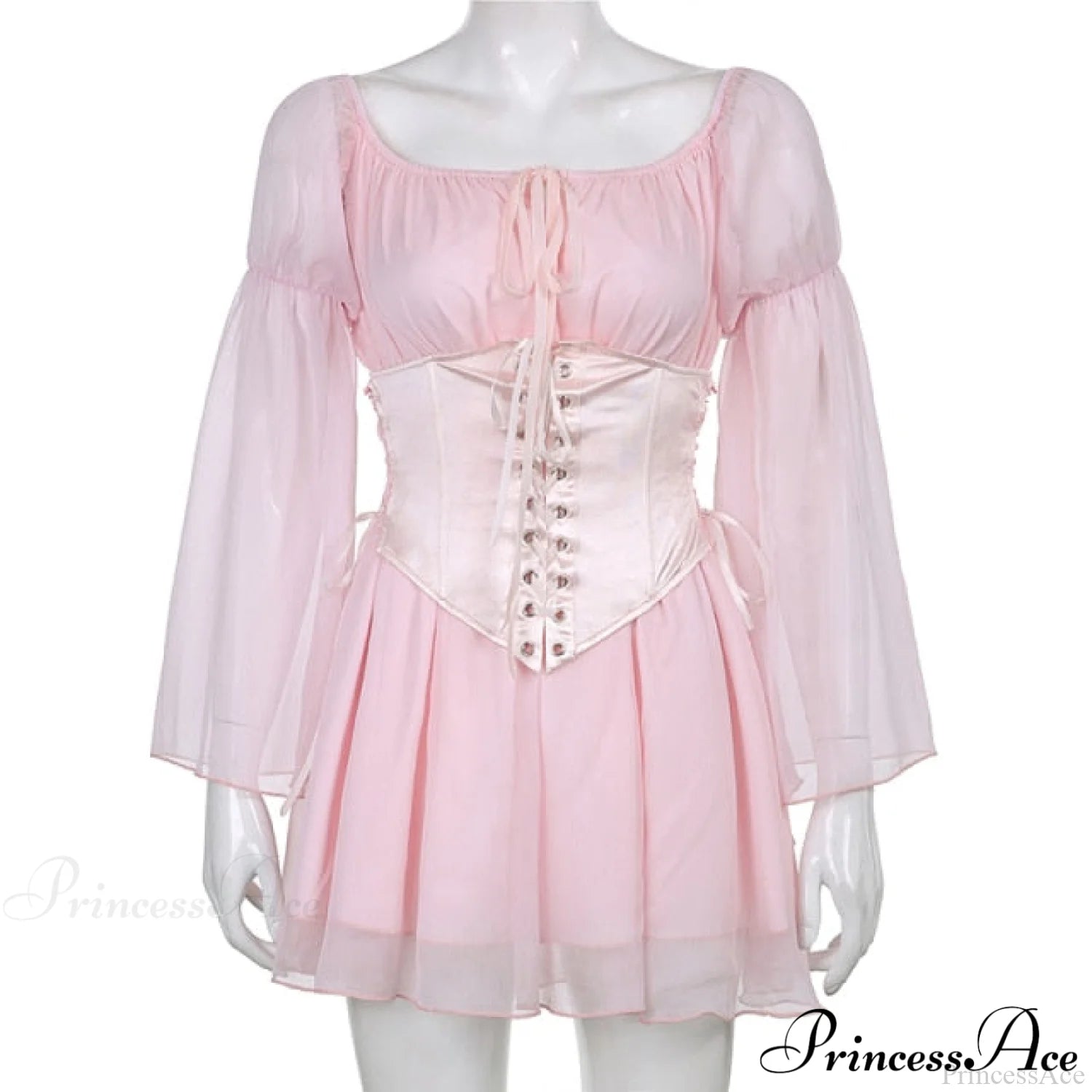 Chiffon Detachable Corset Puff Sleeve Mini Dresses Free From Label