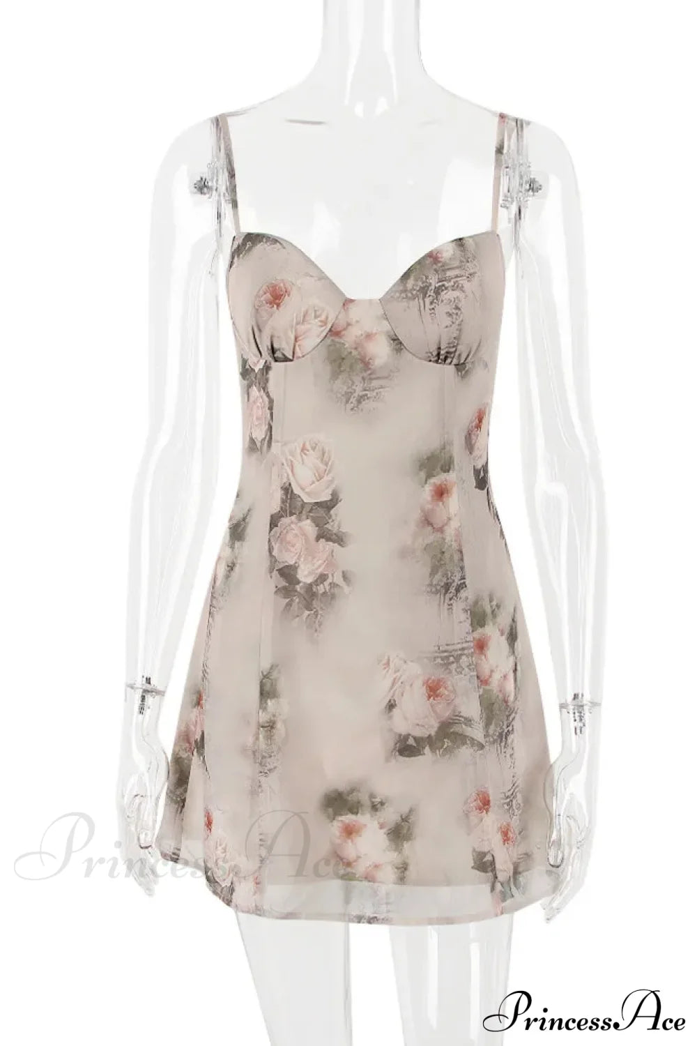 Chiffon Floral Print Spaghetti Strap Backless Boho Dress