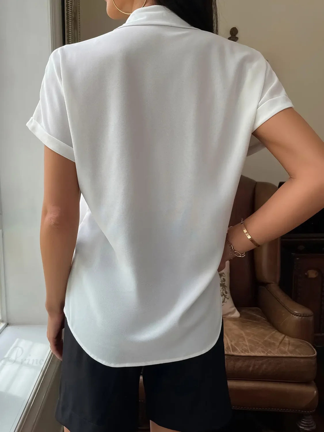 Chiffon Short-Sleeved Casual Blouse blouse-250223