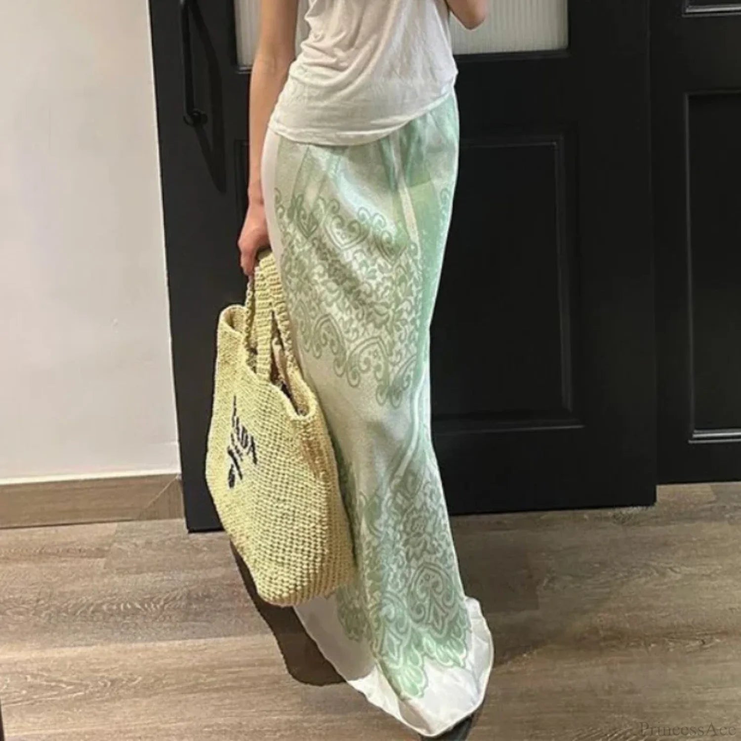 Chinese Style Floral High Waist A-Line Skirt skirt-250126