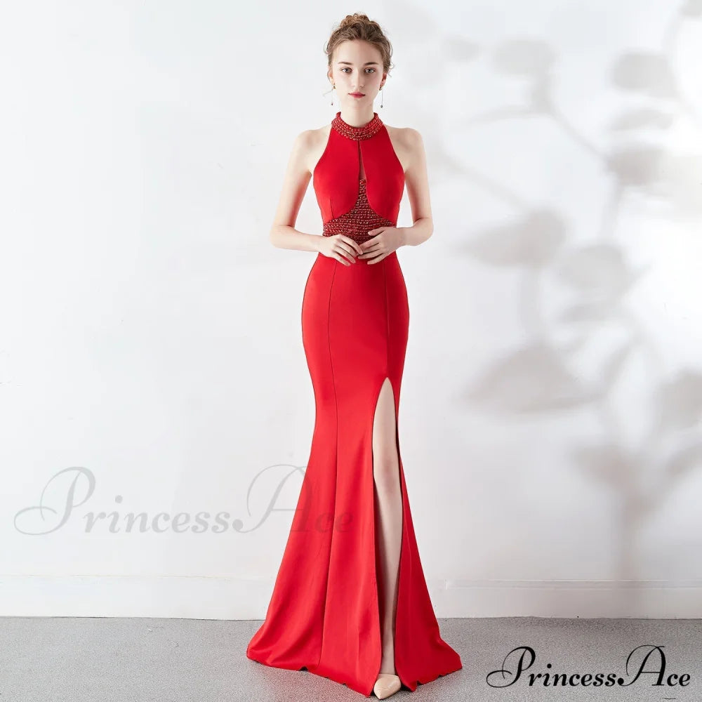 Chloe Formal Hot Stone Collar Stunning Dress - Lady Occasions