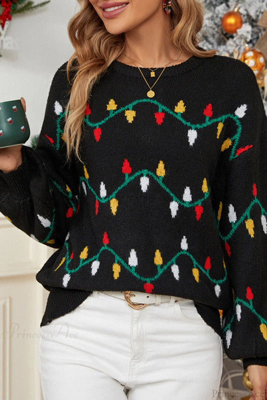 Christmas Light Sweet Loose Pullover Knit Sweater