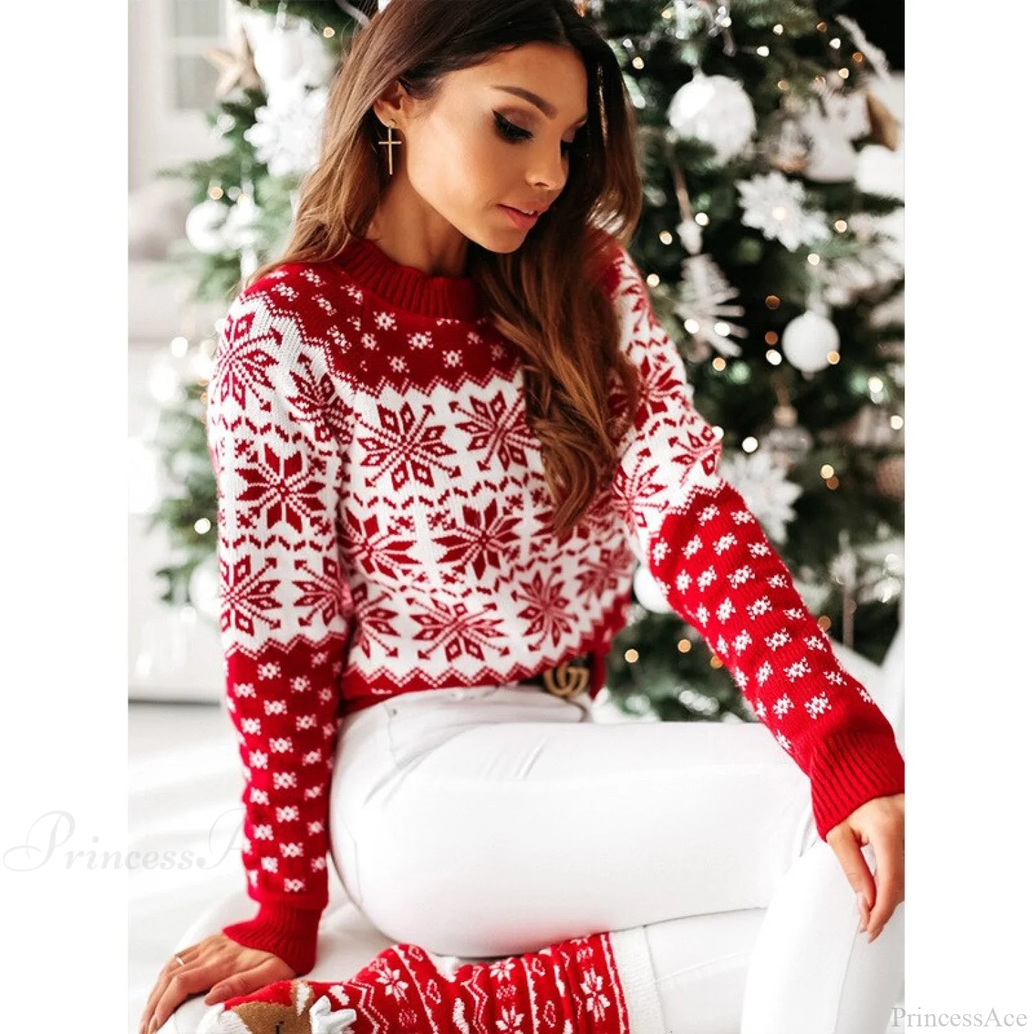 Christmas Santa Snowflake Sweaters Sweaters-L
