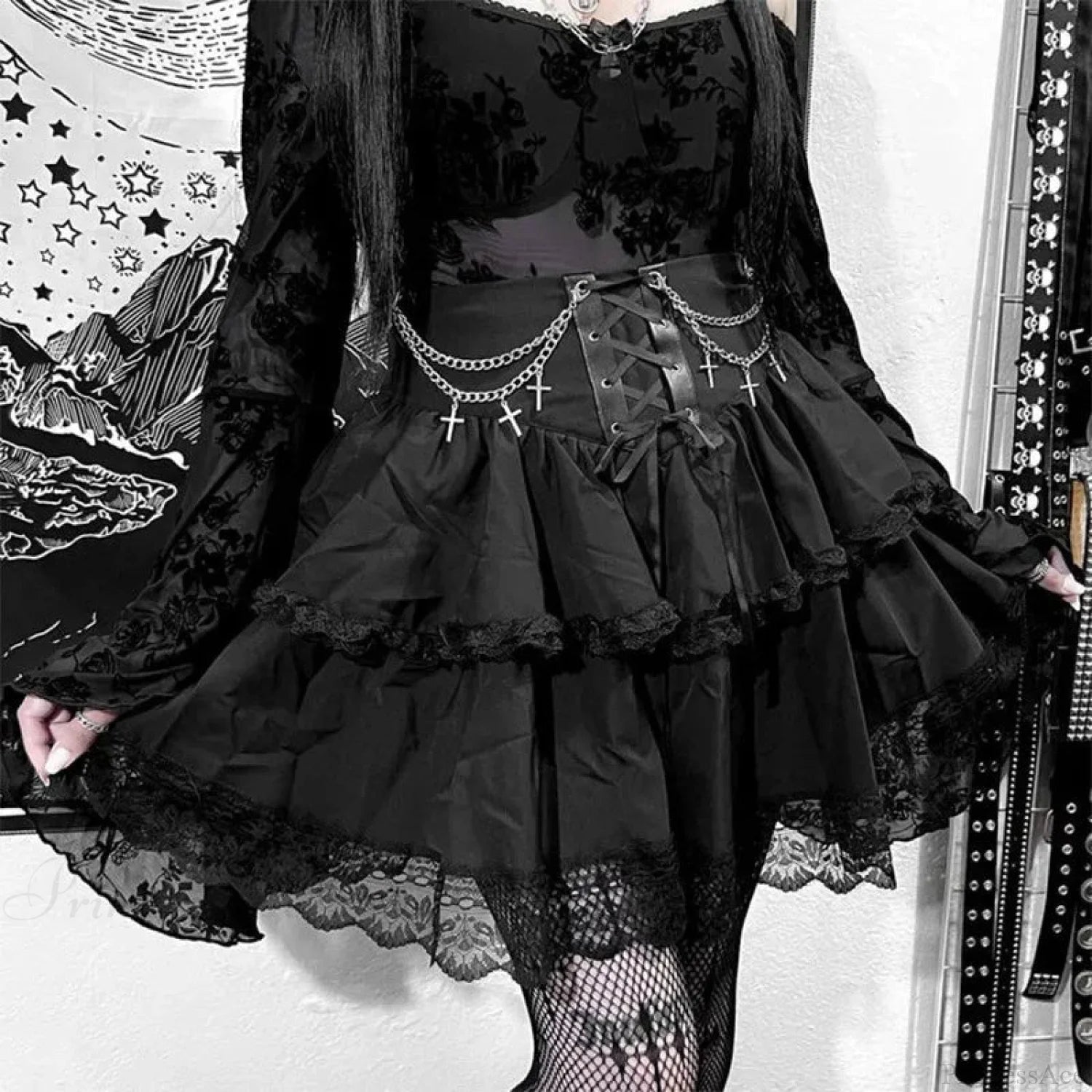 Cinch Frill Fairycore Skirt black / S
