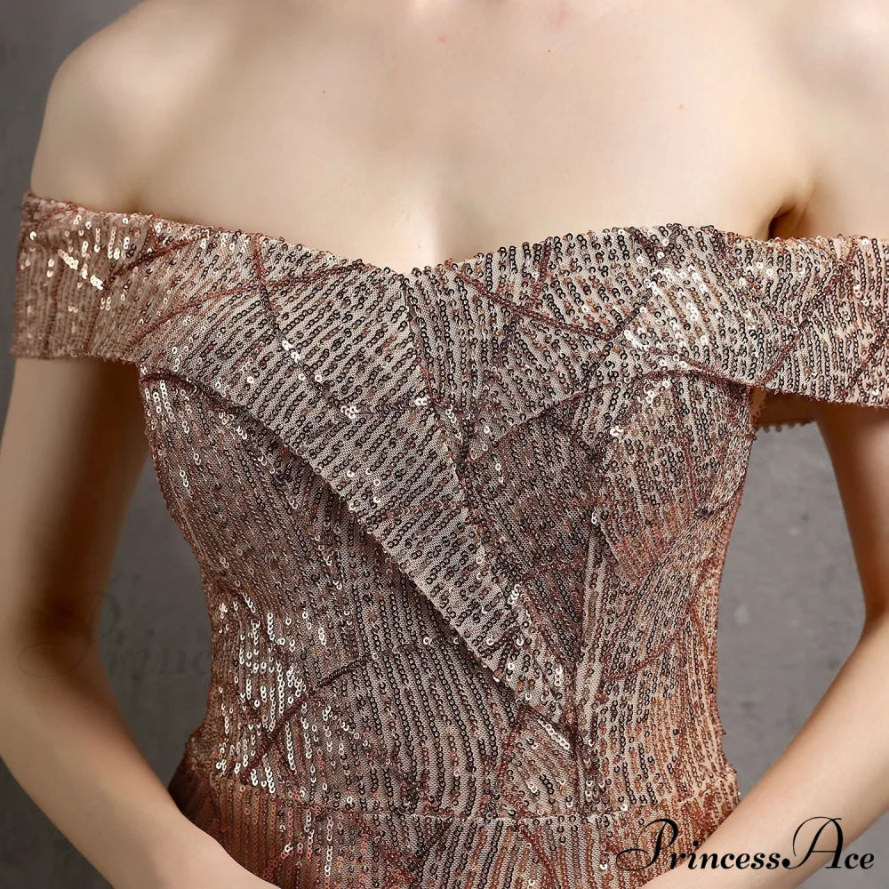 Clara Glitter Off The Graceful Shoulder Split Dress For Prom S.o. Long Dresses