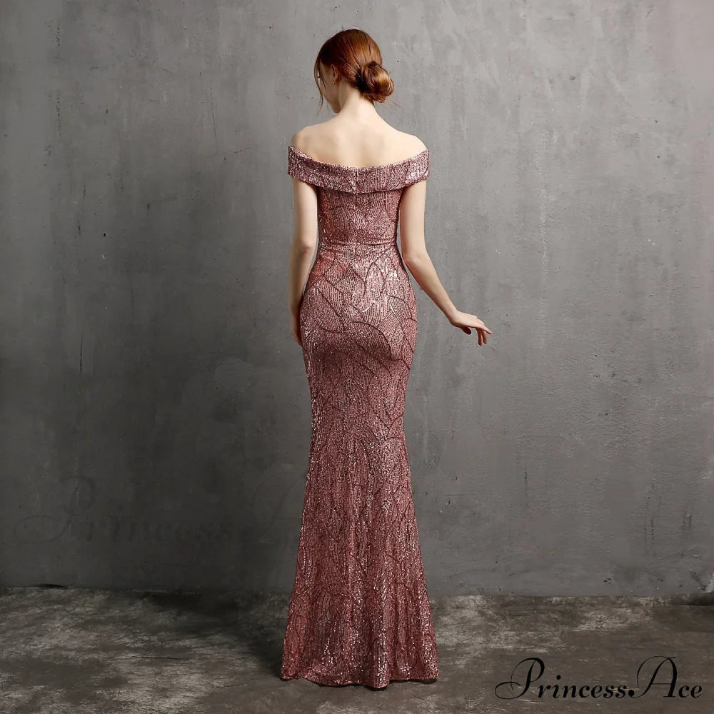 Clara Glitter Off The Graceful Shoulder Split Dress For Prom S.o. Long Dresses
