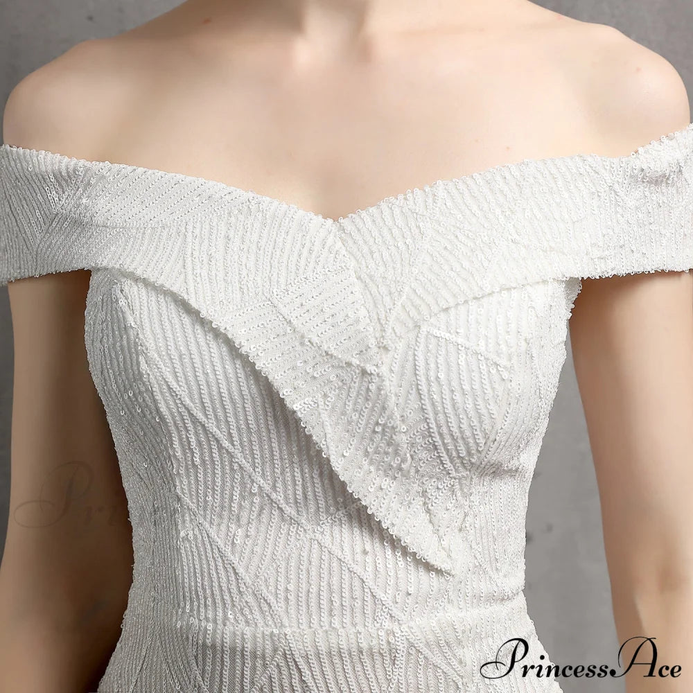 Clara Glitter Off The Graceful Shoulder Split Dress For Prom S.o. Long Dresses