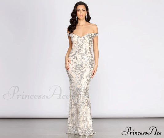 Clara Sequin Off Shoulder Dress - Lady Occasions
