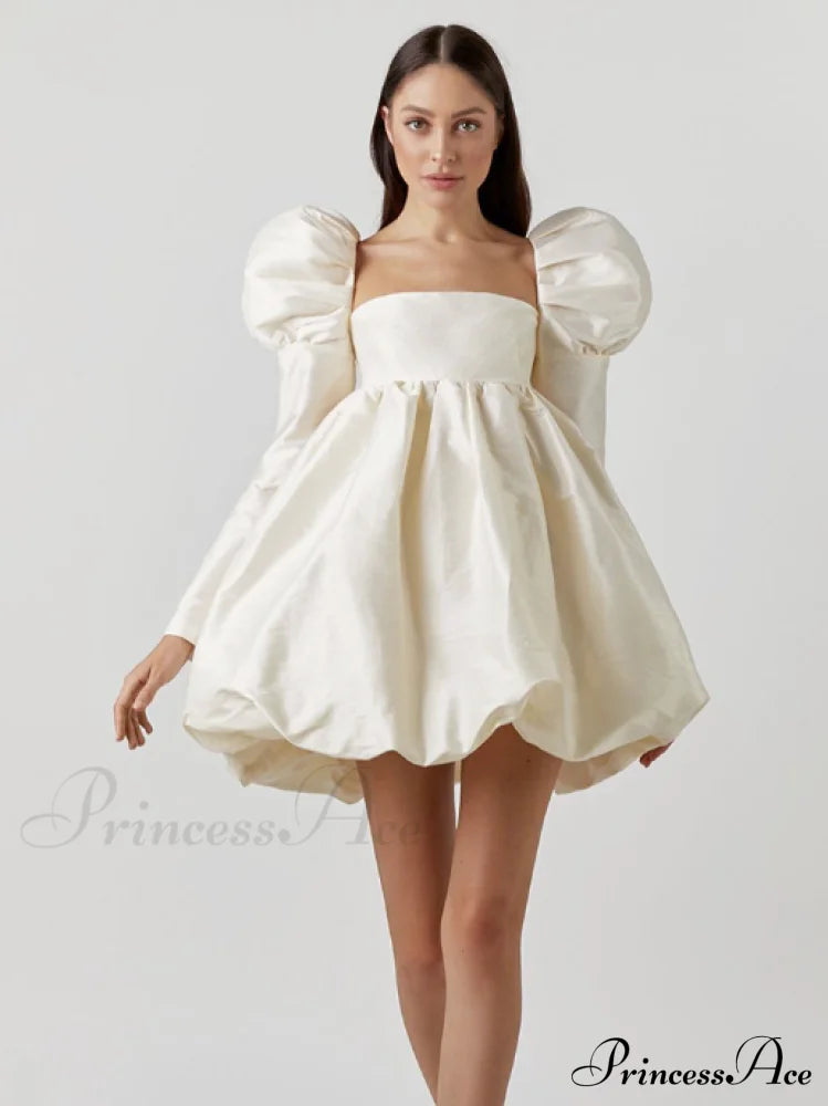 Classy Puff Sleeve Short Prom Dress - Ball Gown And Wedding S / Blue Dresses