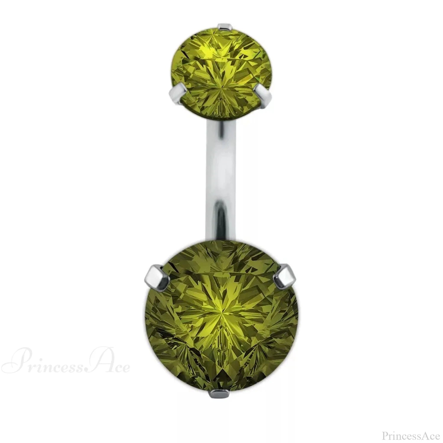 Clear Circular Medieval Surgical Belly Ring Green C