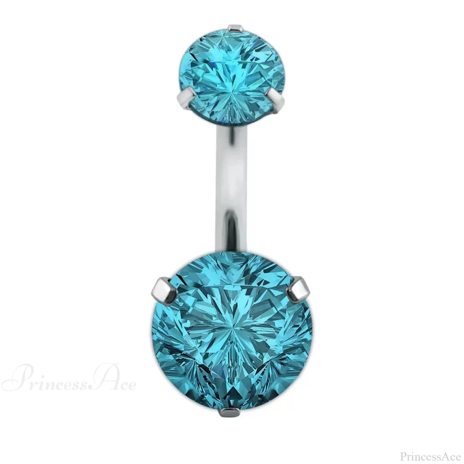 Clear Circular Medieval Surgical Belly Ring Lake blue C