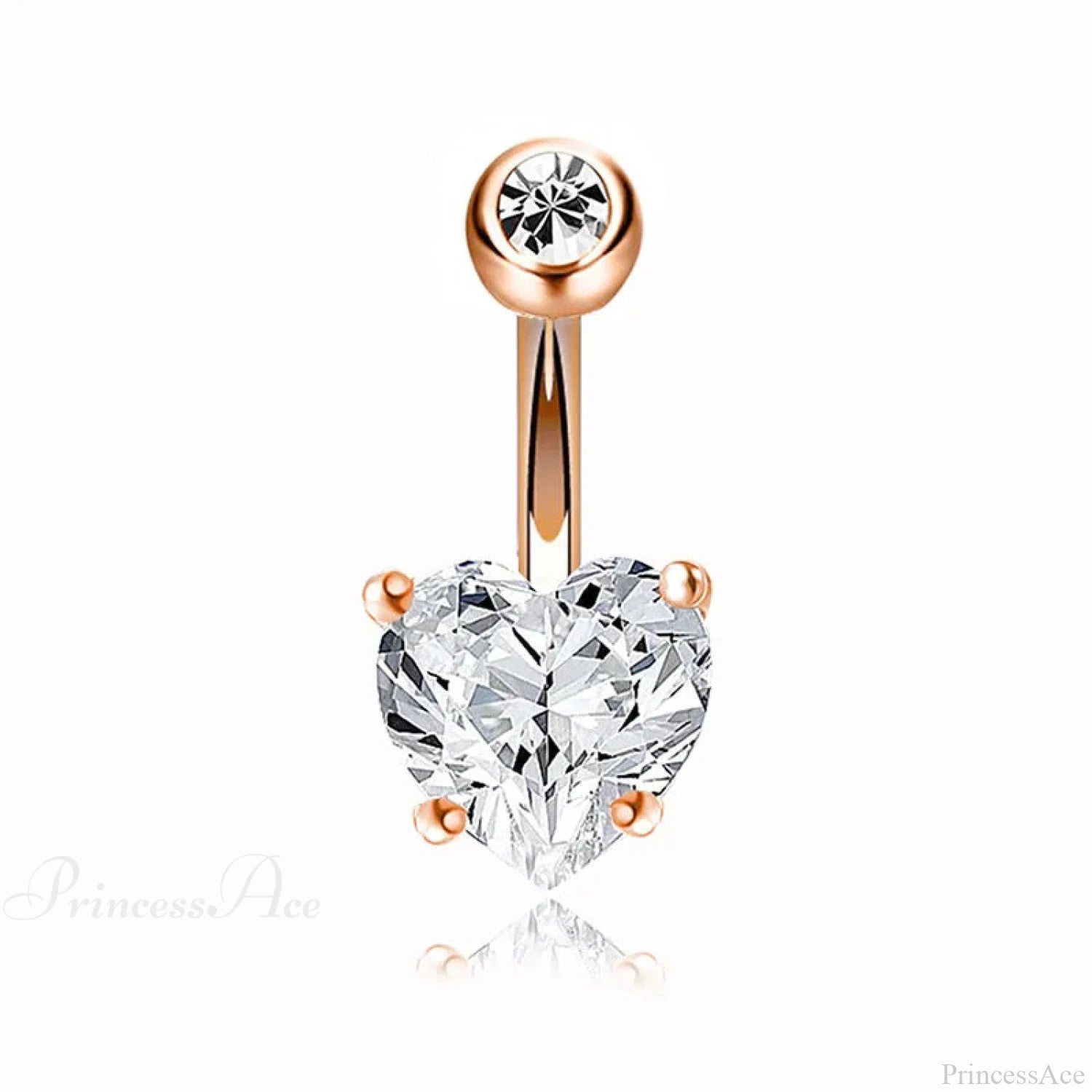 Clear Circular Medieval Surgical Belly Ring Rose Gold 3