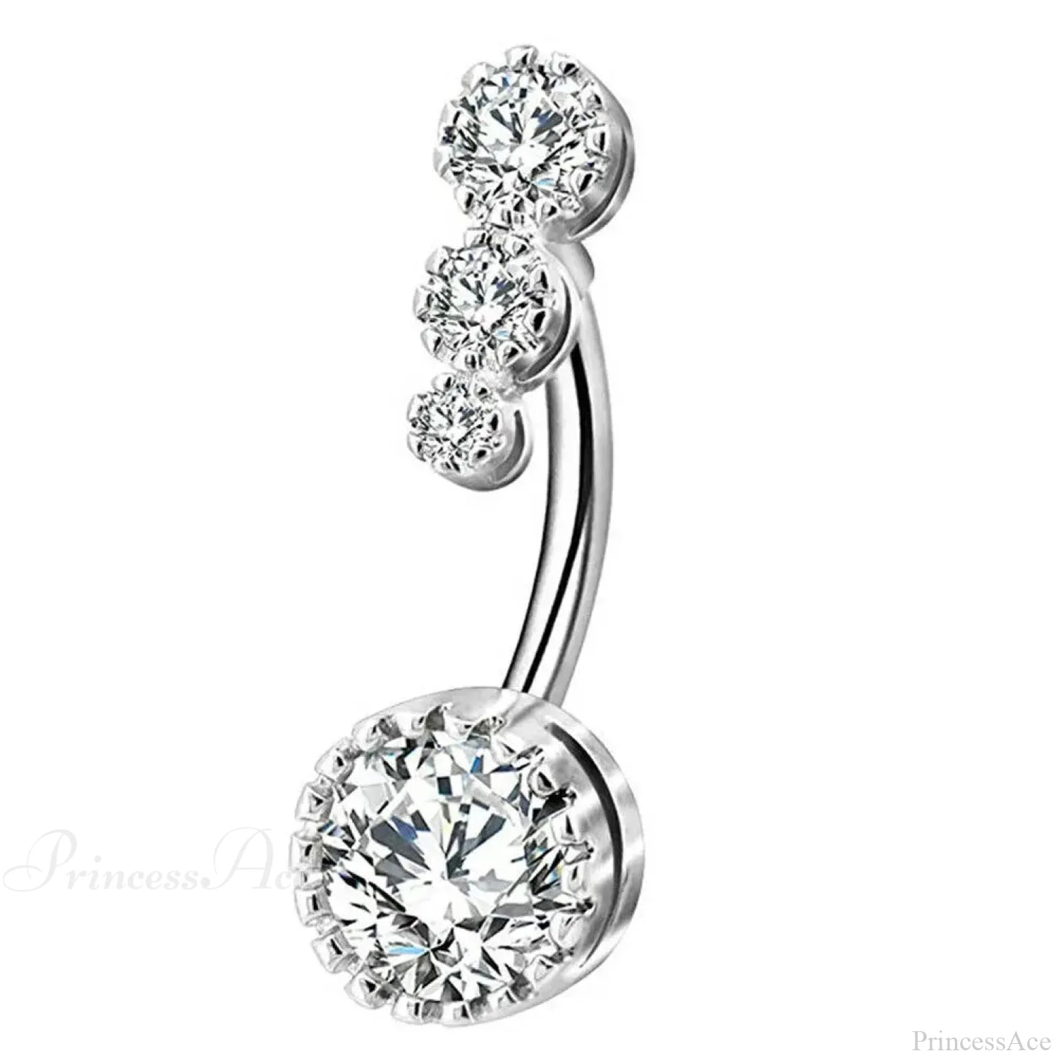 Clear Circular Medieval Surgical Belly Ring Silver B