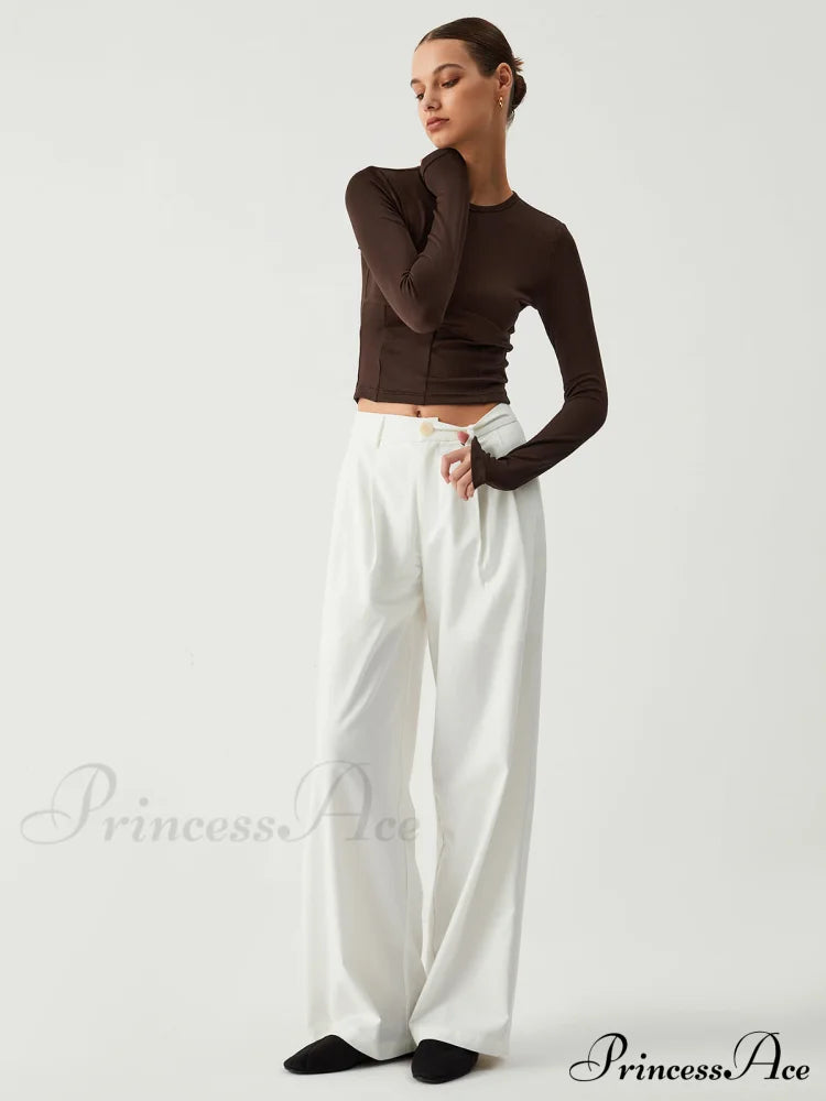 Cocoa Beans Long Trendy Sleeve Crop Shirt T-Shirts