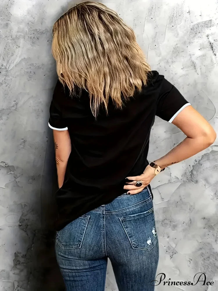 Coffee & Girl Printed - Casual All-Season Crew Neck Top With Belt Comfortable Polyester Blend