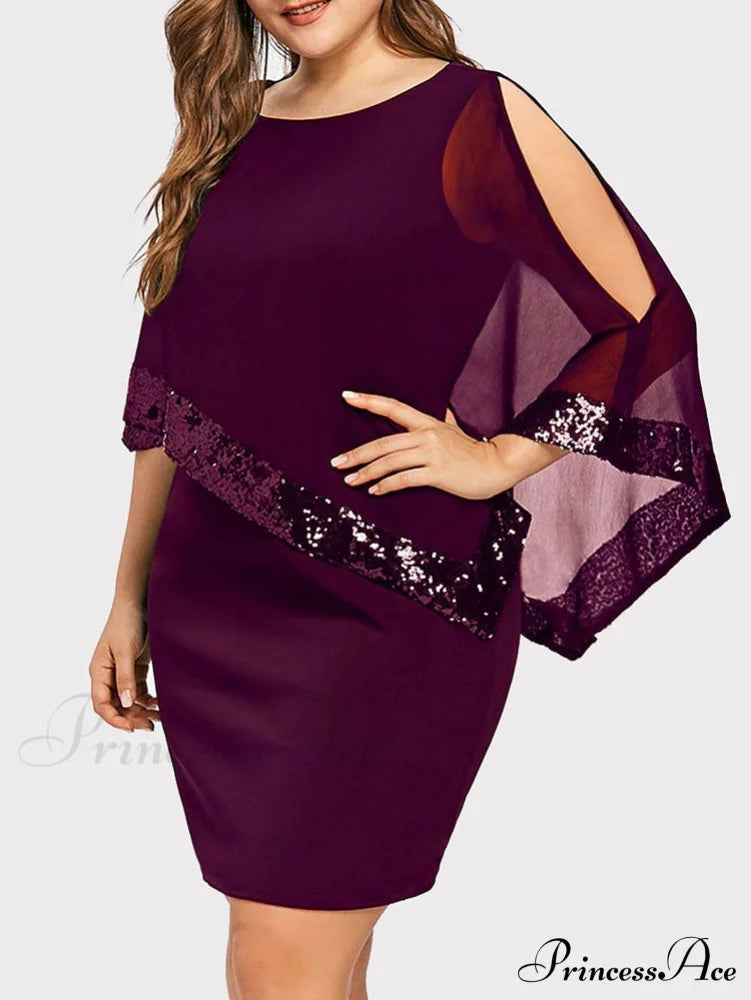 Cold Shoulder Long Trendy Sleeve Knit Top Wine Red / M Dresses