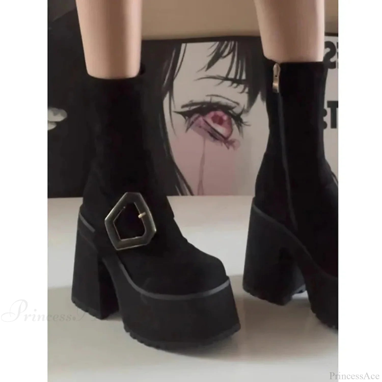 Cold Tall Heeled Dark Chelsea Shoe