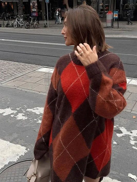 Color Block Round Neck Sweater